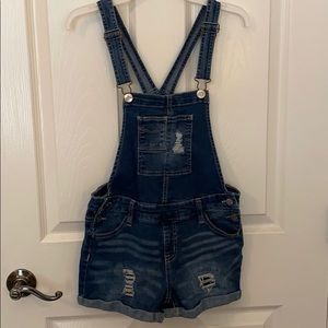 Justice Brand Denim Overalls Shorts Size 14